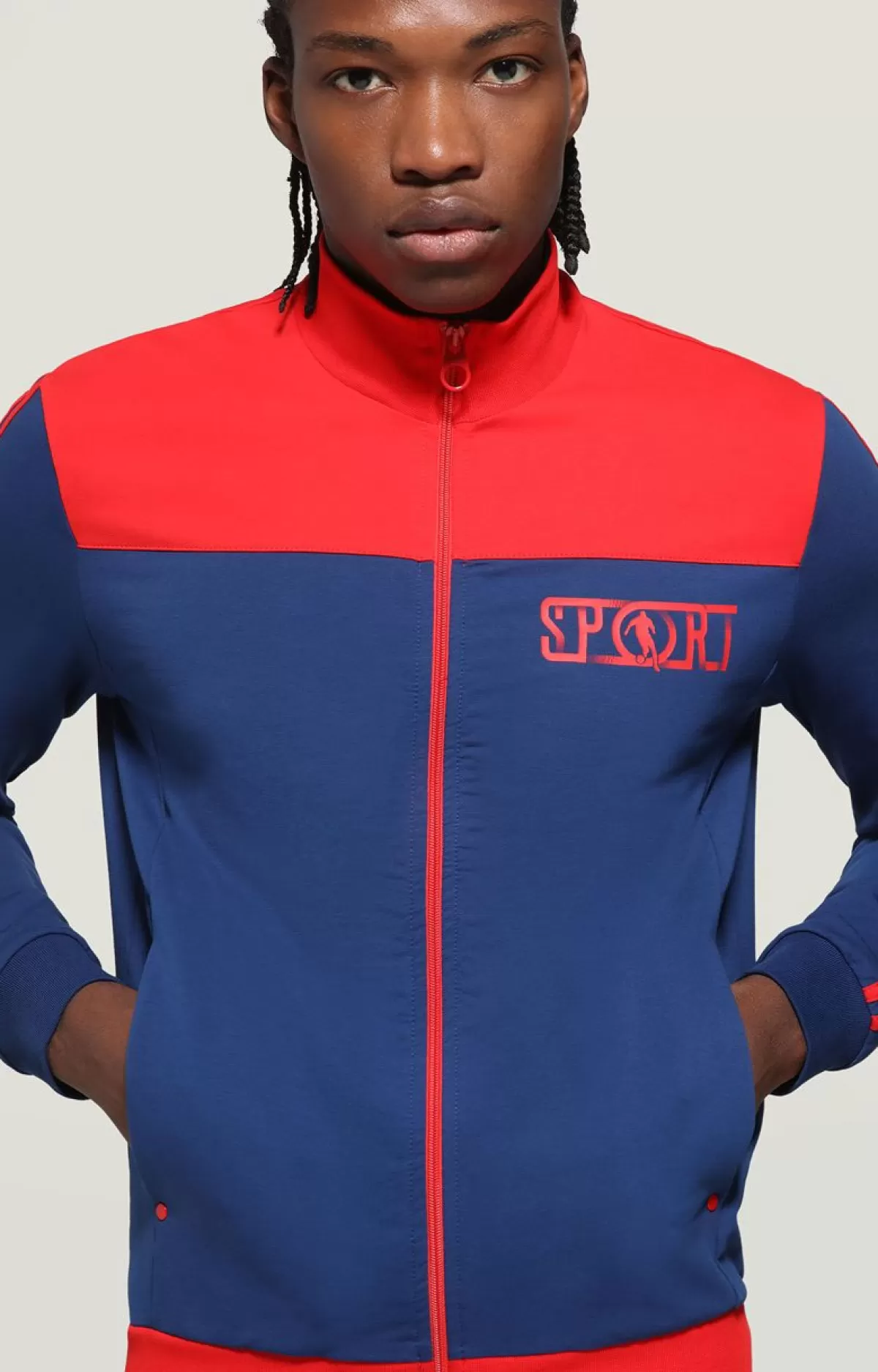 Bikkembergs Men'S Fleece Sweatshirt - Sport Off White/Estate Blue Cheap