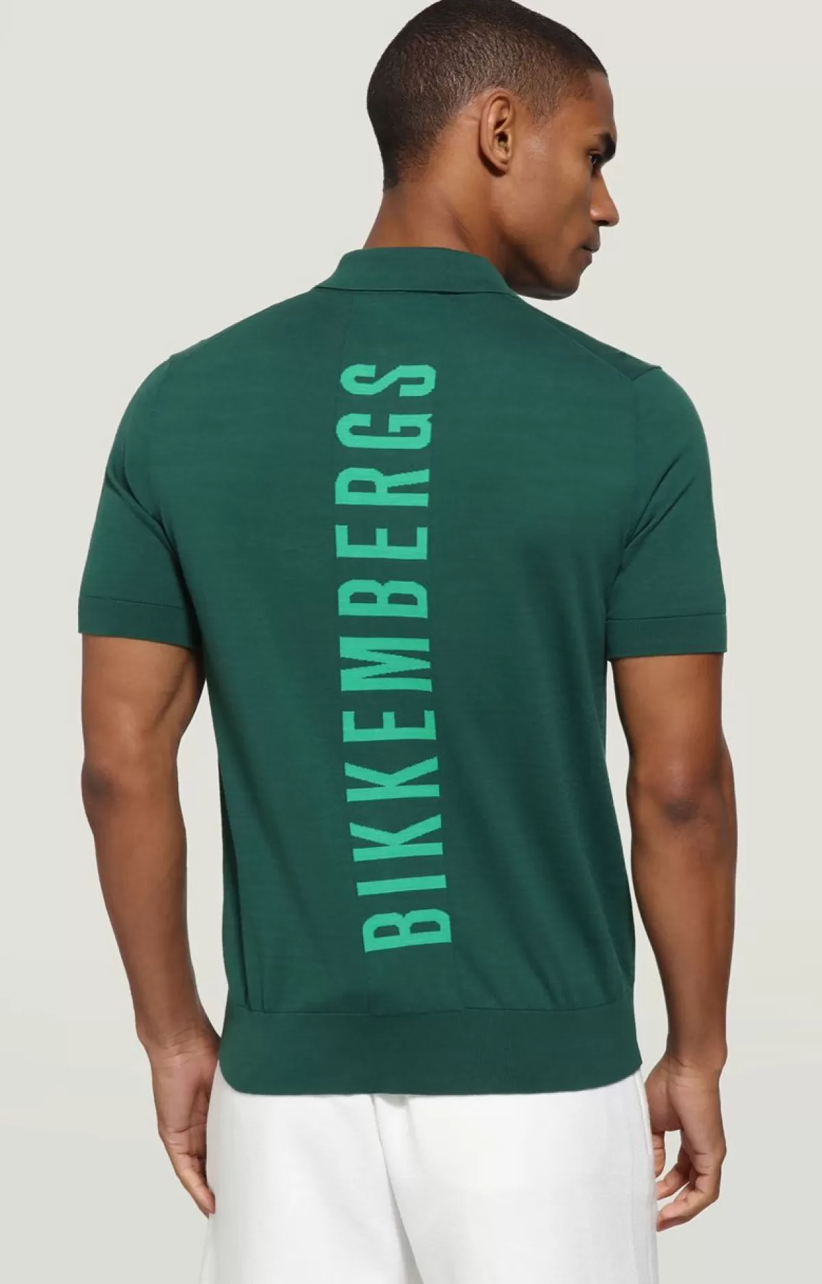 Bikkembergs Men'S Polo Shirt - Jacquard Knit Green Cheap