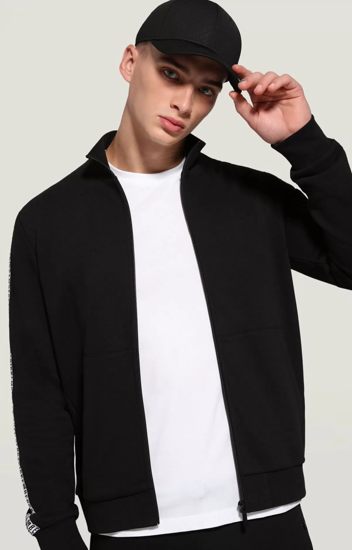 Bikkembergs Men'S Sweatshirt With Double Tape Melange Cream White Fashion